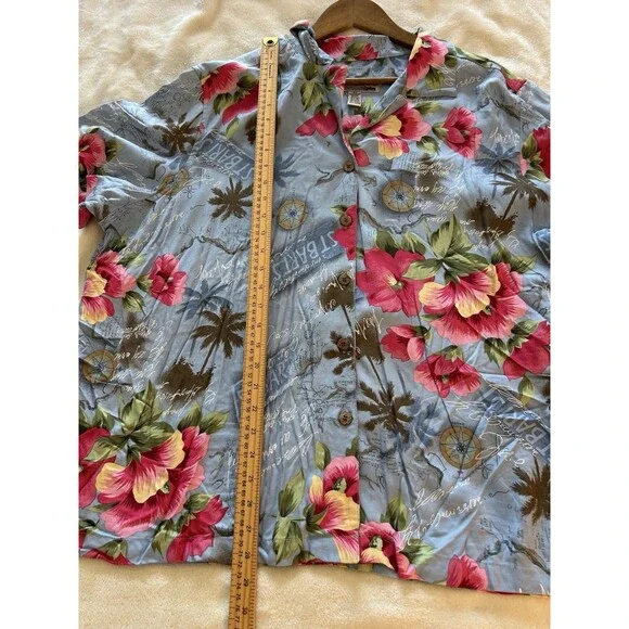 Sunset Cove Vintage Hawaiian Shirt Womens 2X Rayon Tropical Floral Resort - Picture 5 of 9